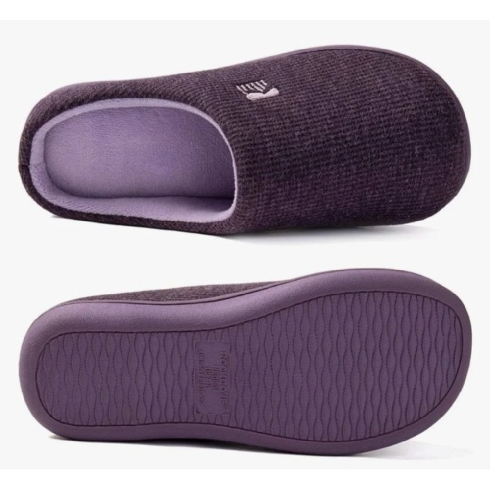 NEW Rockdove Purple Knit Slippers Women's Small (5-6) Cozy Slides Clog Warm NWOB